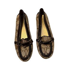Coach Signature Brown Loafer Flynn Size 5 Womens